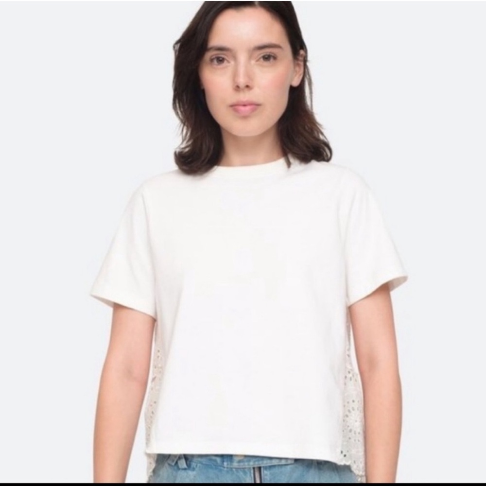 Sea New York eyelet laser cut white tee